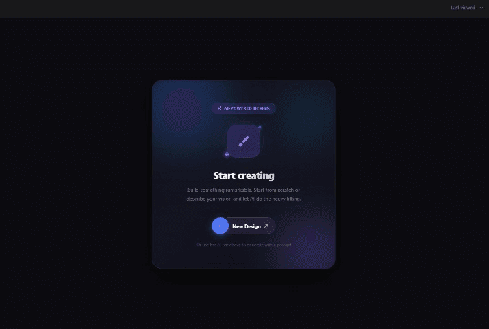 Crefix AI design tool dashboard